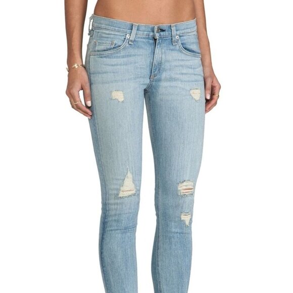 Rag & Bone/Jean Bromley Destroyed Slim Jeans - Picture 9 of 13